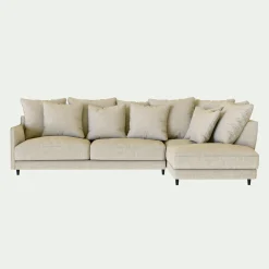 Canapé angle droit convertible tissu mixte - beige alpilles