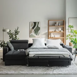 Canapé avec angle réversible convertible en tissus pop avec accoudoirs 20cm - gris anthracite