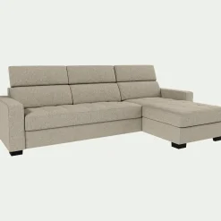 Canapé avec angle réversible convertible en tissus pop avec accoudoirs 20cm - beige