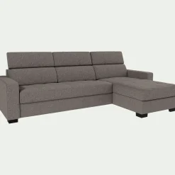Canapé avec angle réversible convertible en tissus pop avec accoudoirs 20cm - taupe