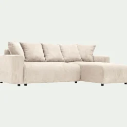 Canapé convertible à angle réversible en velours côtelé - beige roucas