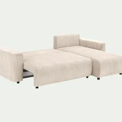 Canapé convertible à angle réversible en velours côtelé - beige roucas