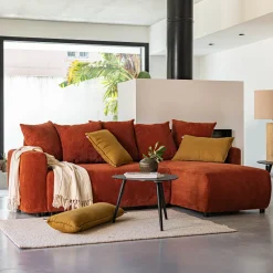 Canapé convertible à angle réversible en velours côtelé - brun rustrel