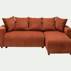 Canapé convertible à angle réversible en velours côtelé - brun rustrel
