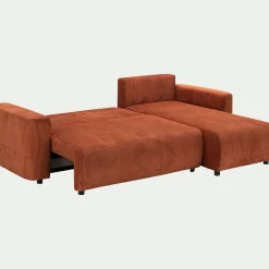 Canapé convertible à angle réversible en velours côtelé - brun rustrel