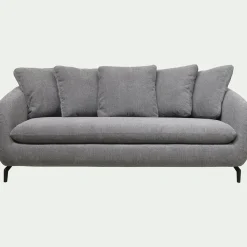 Canapé convertible 3 places en tissu tramé - gris ardoise