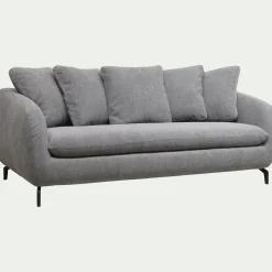 Canapé convertible 3 places en tissu tramé - gris ardoise