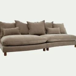 Canapé convertible 5 places en tissu nantes - taupe