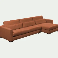 Canapé d'angle chaise longue droite fixe en tissu Genesis - brun rustrel