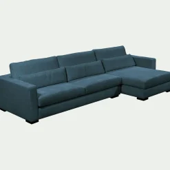 Canapé d'angle chaise longue droite fixe en tissu Genesis - bleu
