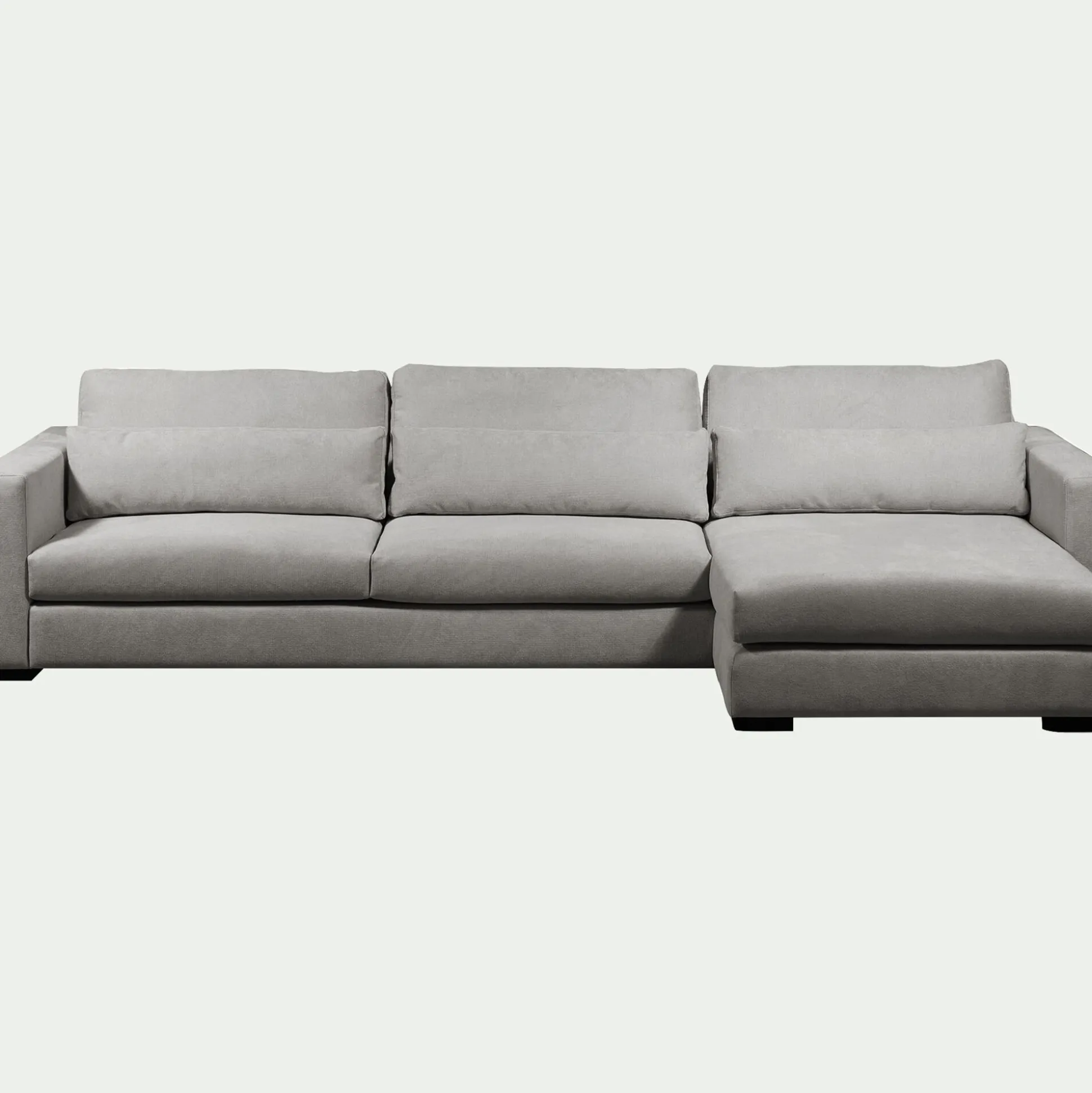 Canapé d'angle chaise longue droite fixe en tissu Bloq - gris