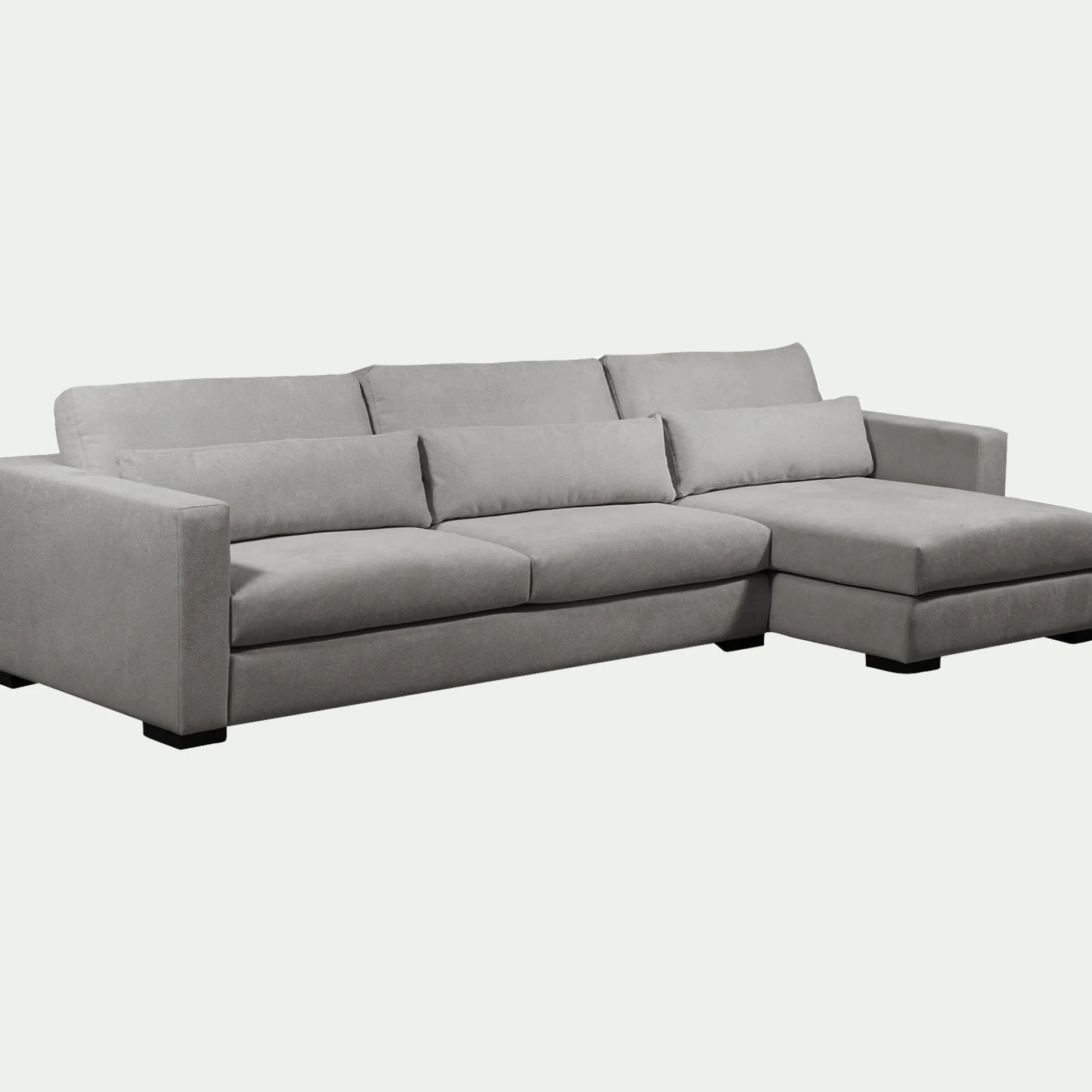 Canapé d'angle chaise longue droite fixe en tissu Bloq - gris