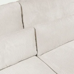 Canapé d'angle chaise longue gauche fixe en velours côtelé Azores - beige