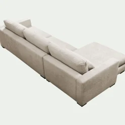 Canapé d'angle chaise longue gauche fixe en tissu Genesis - beige