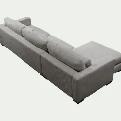 Canapé d'angle chaise longue gauche fixe en velours côtelé Azores - gris borie