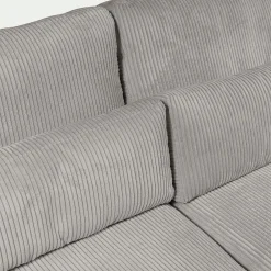 Canapé d'angle chaise longue gauche fixe en velours côtelé Azores - gris borie