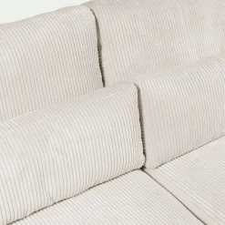 Canapé d'angle chaise longue droite fixe en velours côtelé Azores - beige