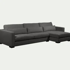 Canapé d'angle chaise longue droite fixe en tissu Bloq - gris anthracite