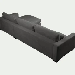 Canapé d'angle chaise longue droite fixe en tissu Bloq - gris anthracite
