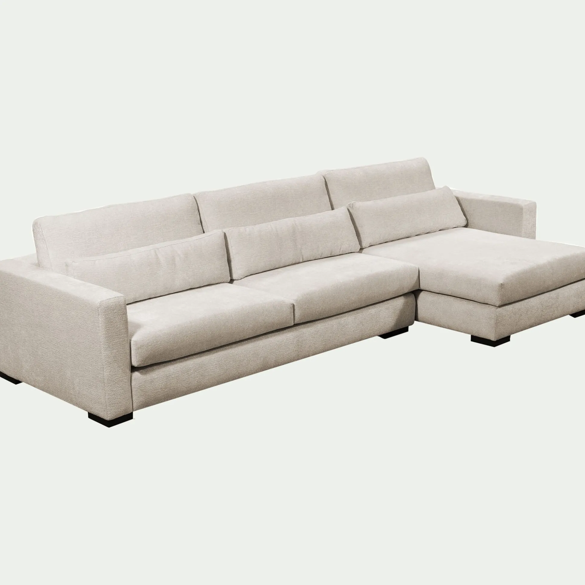 Canapé d'angle chaise longue droite fixe en tissu Genesis - beige