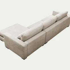 Canapé d'angle chaise longue droite fixe en tissu Genesis - beige