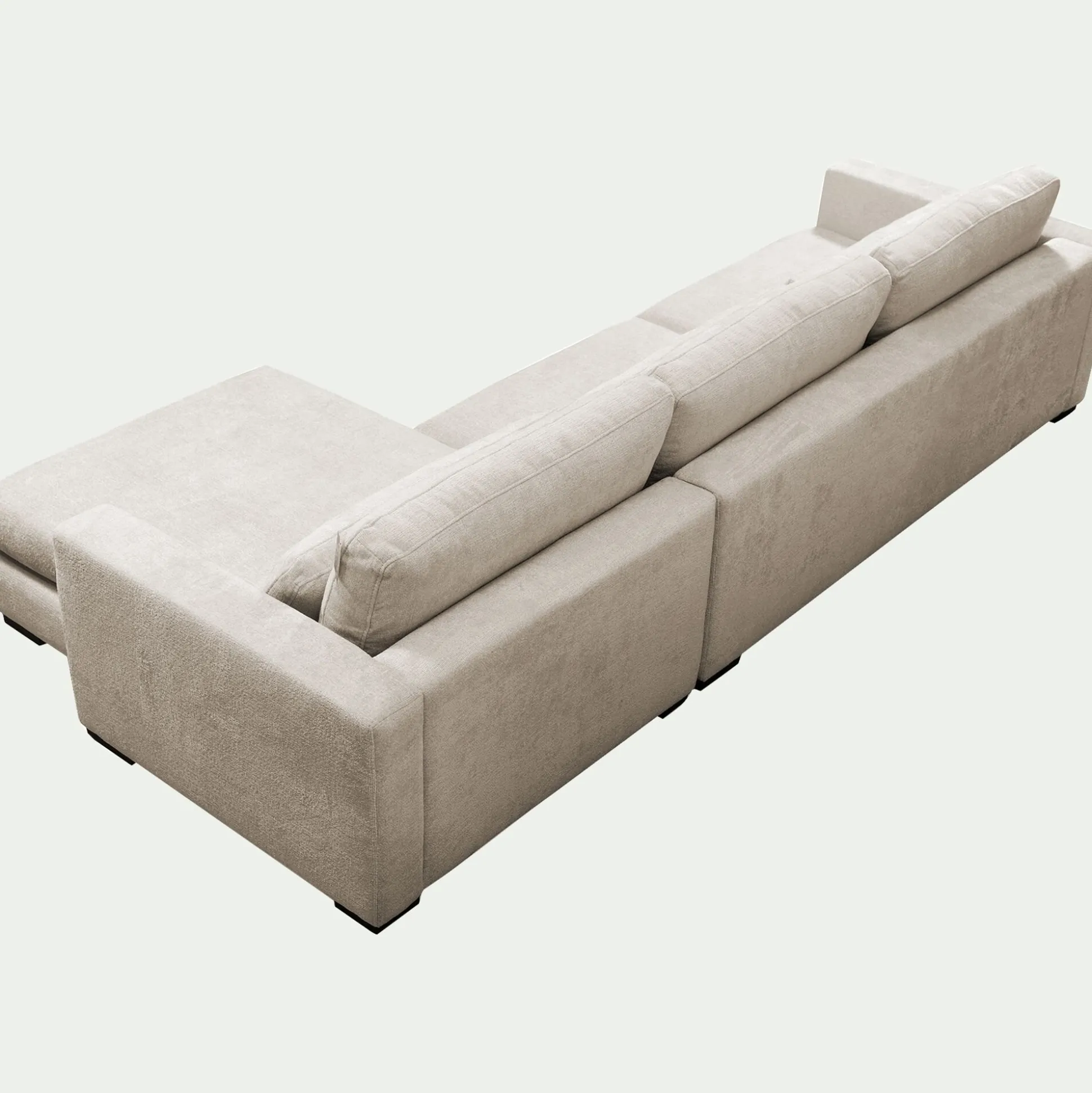 Canapé d'angle chaise longue droite fixe en tissu Genesis - beige