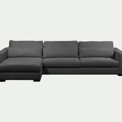 Canapé d'angle chaise longue gauche fixe en tissu Bloq - gris anthracite