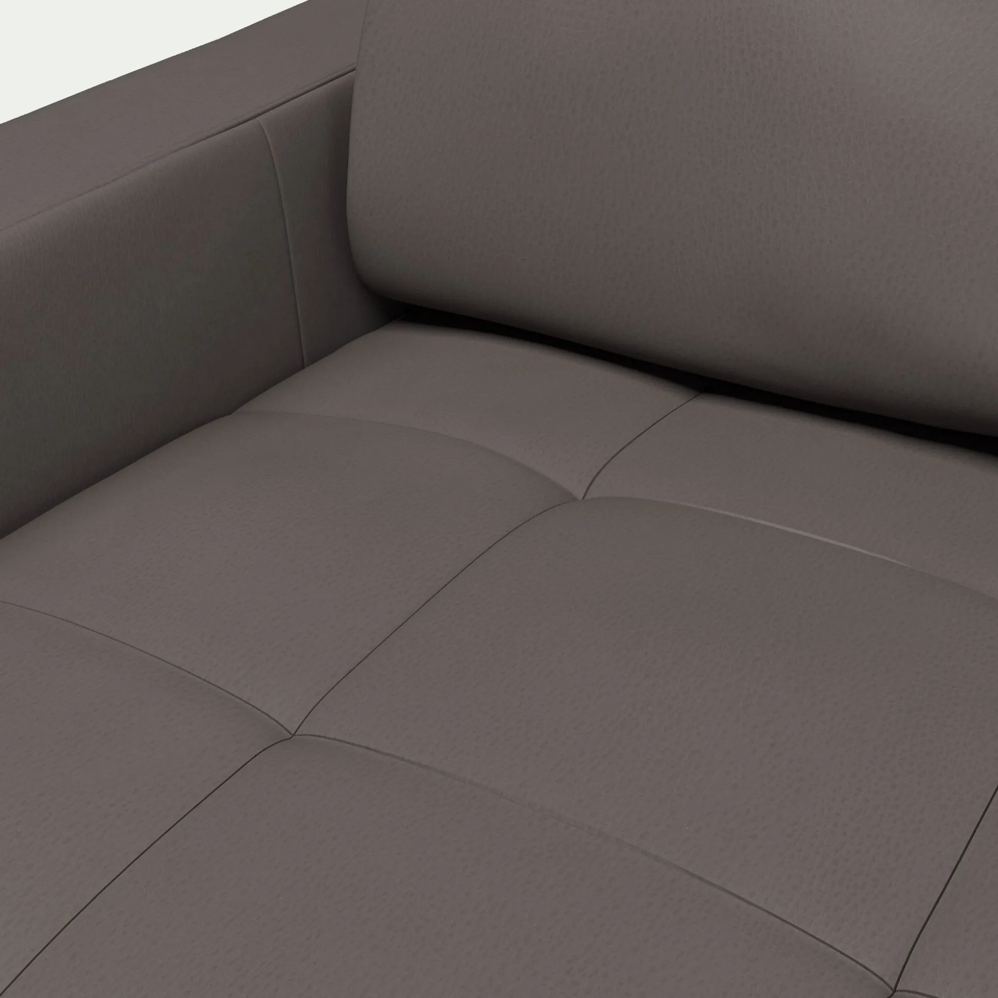 Canapé d'angle convertible en cuir avec accoudoirs 20cm - taupe