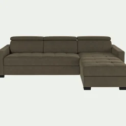 Canapé d'angle convertible en velours avec accoudoirs 15cm - taupe