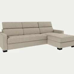 Canapé d'angle convertible en tissu pop avec accoudoirs 15cm - beige