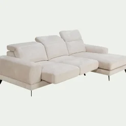 Canapé d'angle droit avance recule en tissu doux - beige