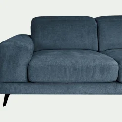 Canapé d'angle droit avance recule en tissu doux - bleu