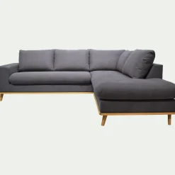 Canapé d'angle droit convertible en tissu Cosmo - gris anthracite