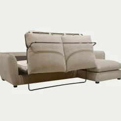 Canapé d'angle droit convertible en tissu Nature - beige