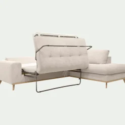 Canapé d'angle droit convertible en tissu Storm - beige roucas