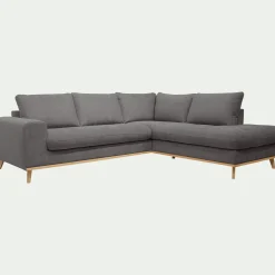 Canapé d'angle droit convertible en tissu Storm - gris moyen
