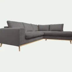 Canapé d'angle droit convertible en tissu Storm - gris moyen