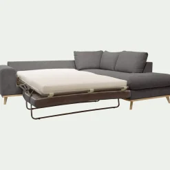Canapé d'angle droit convertible en tissu Storm - gris moyen