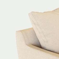 Canapé d'angle droit convertible matelas Bultex en tissu joint - beige roucas