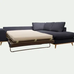 Canapé d'angle droit convertible en tissu Crown - bleu calabrun