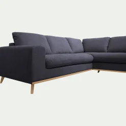 Canapé d'angle droit convertible en tissu Crown - bleu calabrun