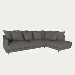 Canapé d'angle droit convertible en tissu joint - gris restanque