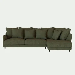 Canapé d'angle droit convertible en tissu joint - vert cèdre