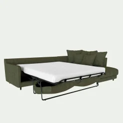 Canapé d'angle droit convertible en tissu joint - vert cèdre