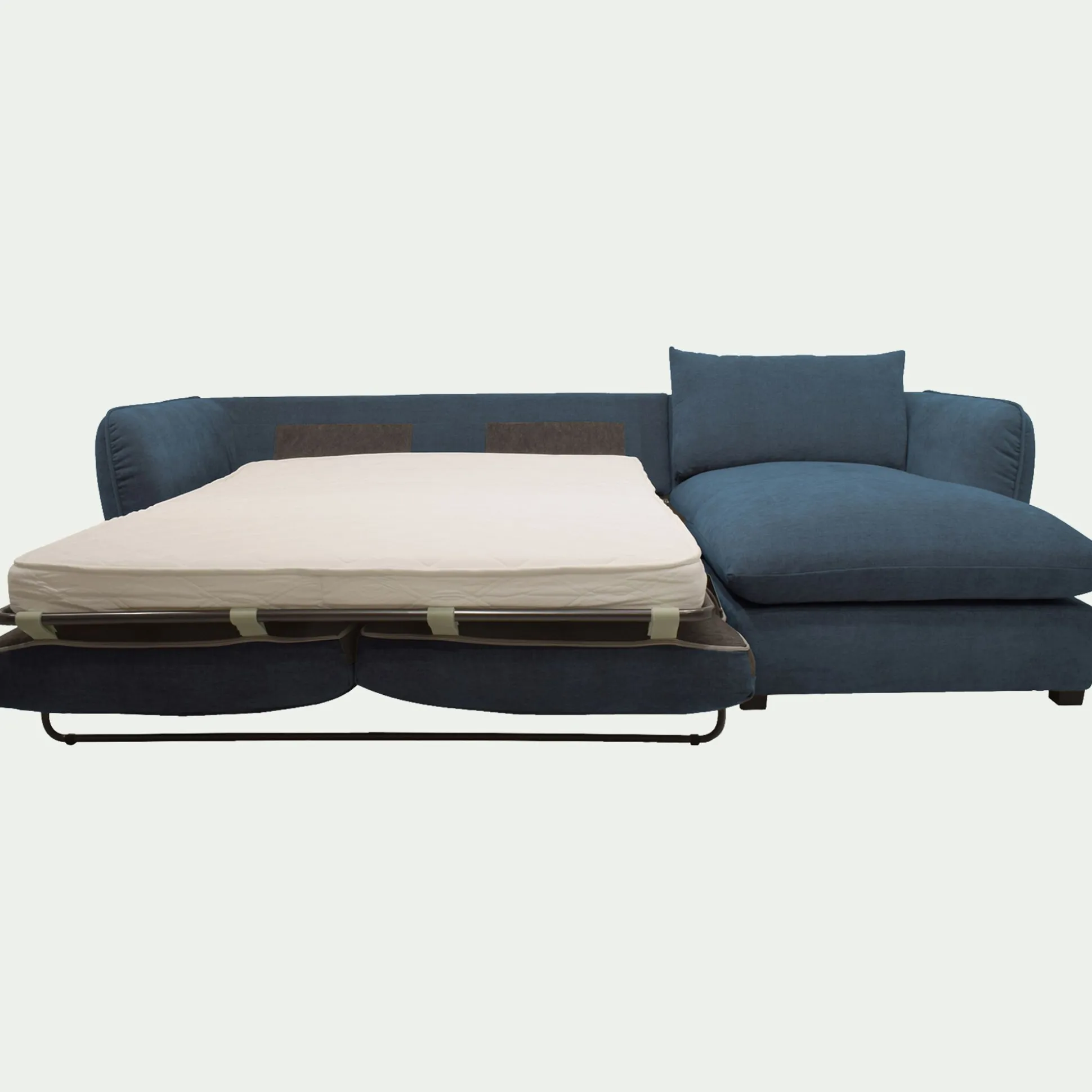 Canapé d'angle droit convertible en tissu Nature - bleu