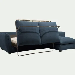 Canapé d'angle droit convertible en tissu Nature - bleu