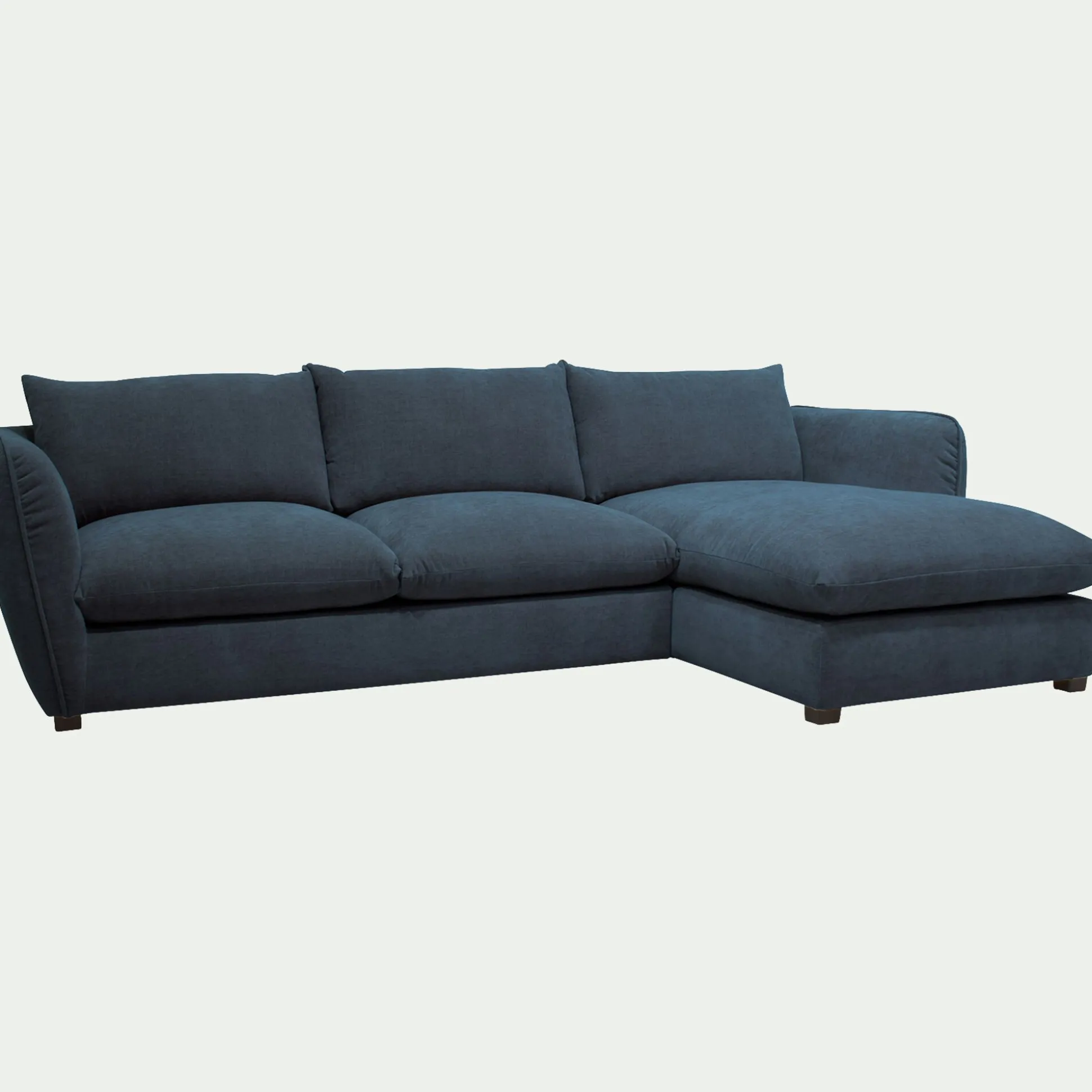 Canapé d'angle droit convertible en tissu Nature - bleu