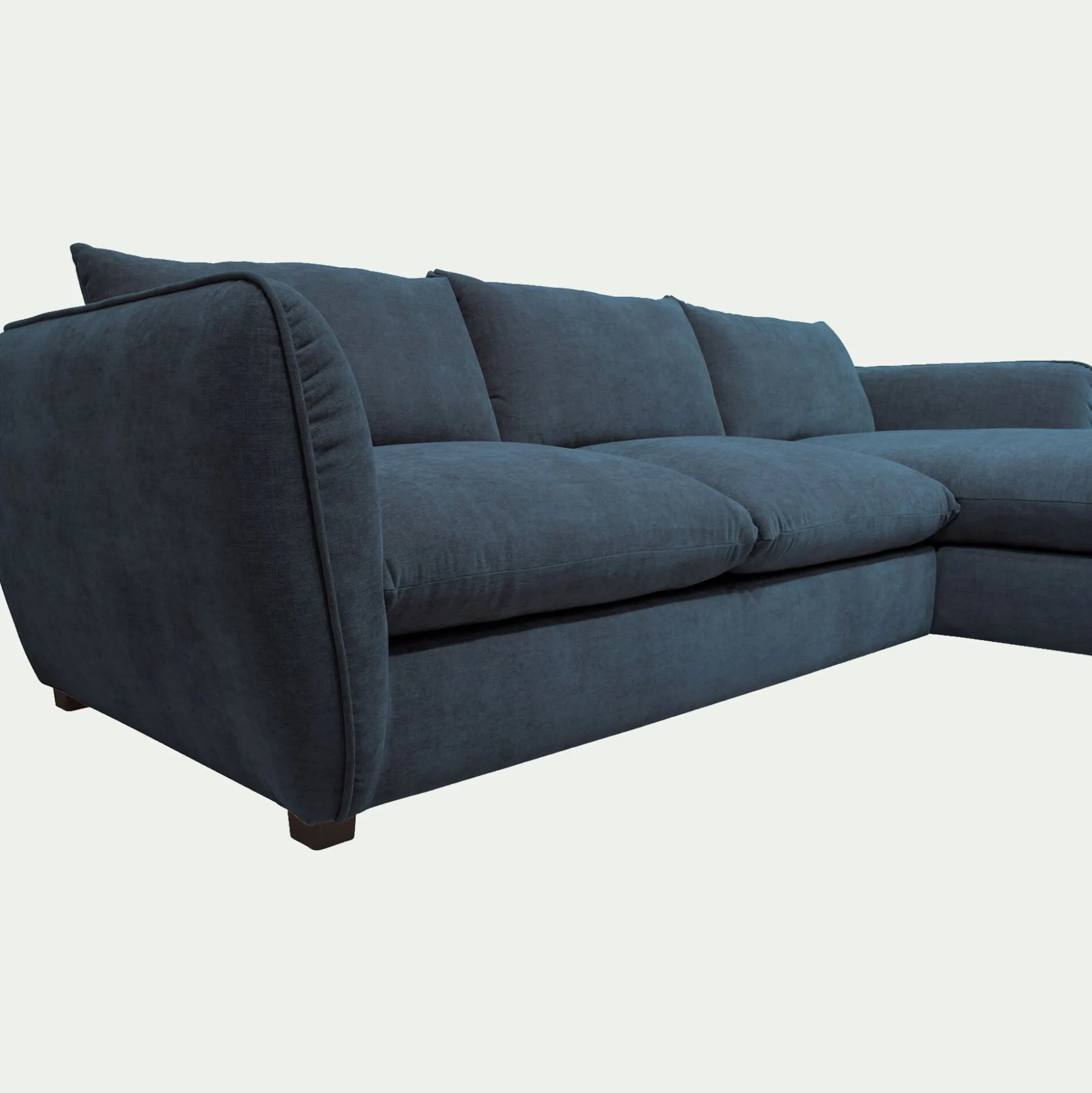 Canapé d'angle droit convertible en tissu Nature - bleu