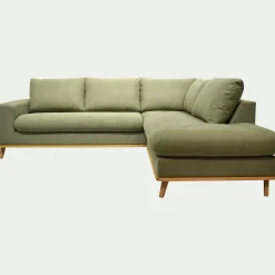 Canapé d'angle droit convertible en tissu Cosmo - vert kaki
