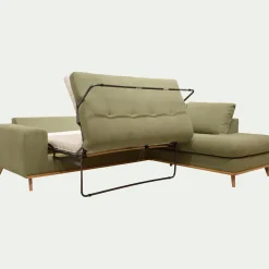 Canapé d'angle droit convertible en tissu Cosmo - vert kaki